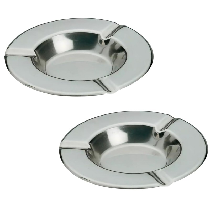 Citystores® 2 Pack 5" Stainless Steel Ash Tray – 12cm