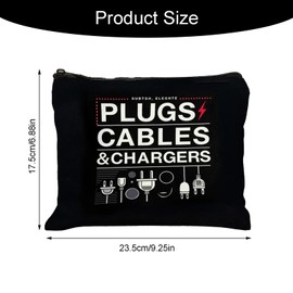 Travel Charger Cable Organizer Bag with Zipper for Men Women Holiday Essentials Accessories (Black)