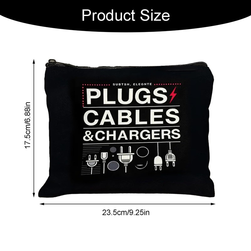 Travel Charger Cable Organizer Bag with Zipper for Men Women