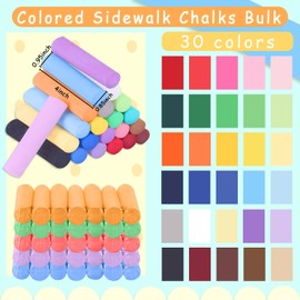 UZLU 150 Pcs Sidewalk Chalk-30 Colors, Drawing Chalk for Kids, Jumbo Washable Chalk Giant Box Non-Toxic Dustless,Painting on Sidewalk,Outdoor Art, Blackboard, Playground