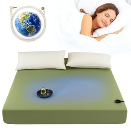JiaPoem Grounding Bed Sheets- 90% Organic Cotton &10% Conductive Silver Fiber, Deep Pocket Fitted Grounded Sheet with Earth Connection Cord for Calm Sleep & Body Balance (Green,King(78.3*80.5*16inch))