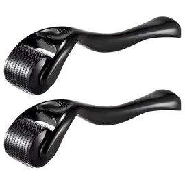 VERALY.MX | Rodillo Facial Dermaroller Crecimiento Pelo Barba Dermaroller Rodillo Facial Estimula la Producción de Colágeno Promueve el Crecimiento Pelo Barba y Rejuvenecimiento de la Piel Facial Cuidado Facial (Negro 2 Piezas)