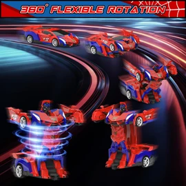 BLUEJAY Transform Rc Cars for Boys 4-7 8-12, 2.4Ghz Remote Control Car 1:18 Scale Transforming Robot, One-Button Deformation 360° Rotation Car Toy Gifts for Boys 3-5