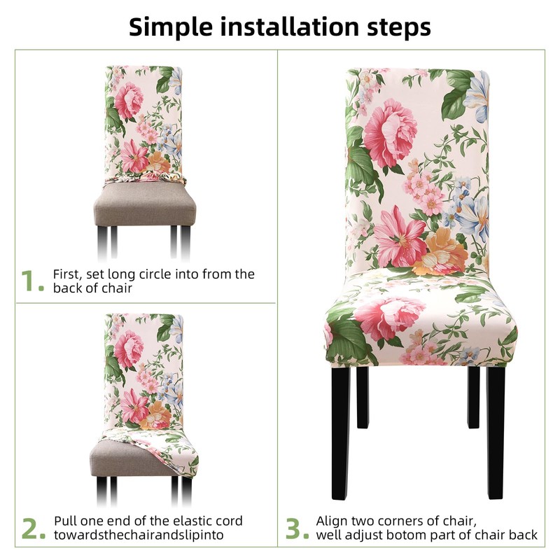 Fuloon Chair Covers for Dining Room 4 Pack, Printed Stretch