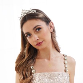 Lovelyshop Crystal Bridal Tiara Headband, Leaf Design Crown for Wedding, Prom, Special Events (15+)