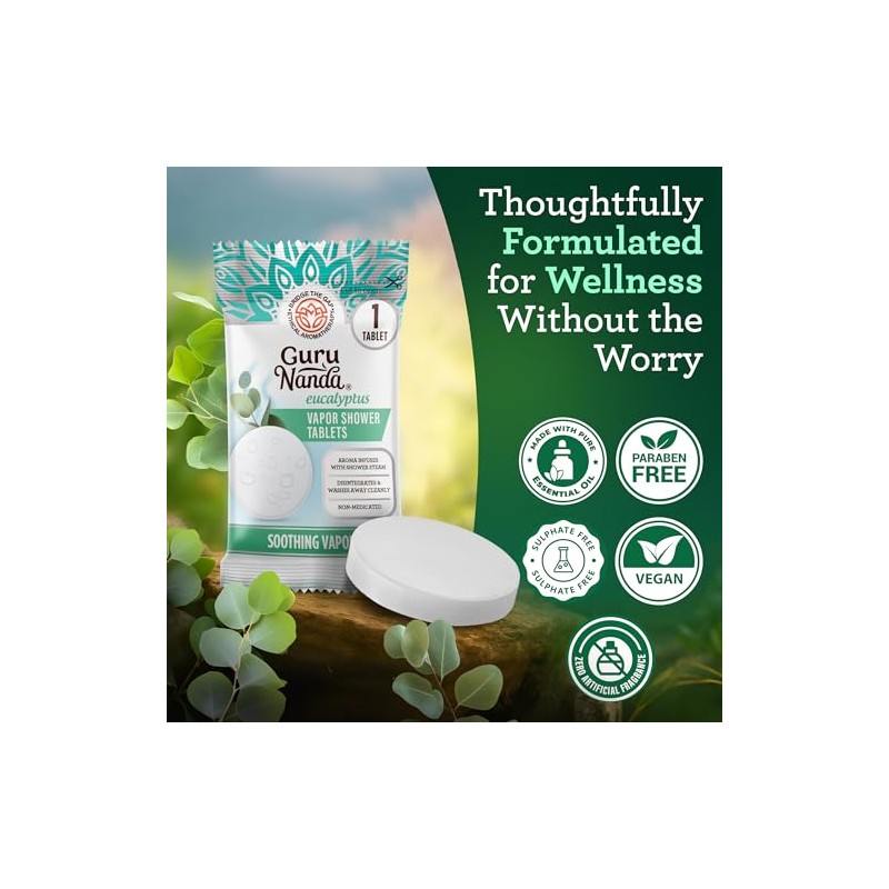GuruNanda Eucalyptus Vapor Shower Tablets, Clean-Dissolving Aromatherapy Shower Steamers with