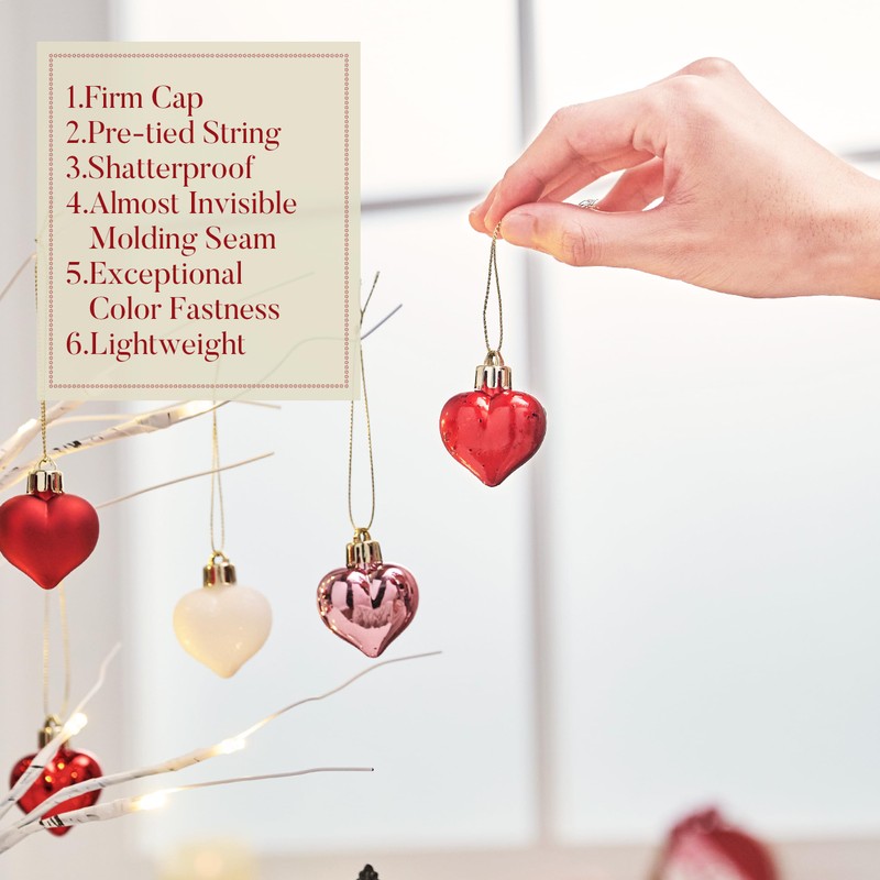 Valery Madelyn 16pcs Valentines Day Tree Decorations,Shatterproof Red Pink White
