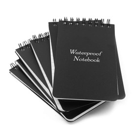 50 Sheets Mini Spiral Notebook A7 Waterproof Top Opening Black Cover Pocket Notepad for Outdoor Activities Recording Convenient 3x5 Inch