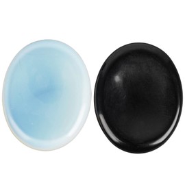 Loveliome Thumb Worry Stone, Stress Relax Healing Reiki Crystal Pocket Palm Stones,Black Obsidian and Opalite,Pack of 2
