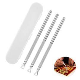Lottery Ticket Scratcher Tool, Granmagazz 3pcs Scratching Aid,Premium Stainless Steel Lotto Scratch Off Tool with Storage Box Metal Label Scratching Assist Flawless Reveals Easy to Hold(Silver)