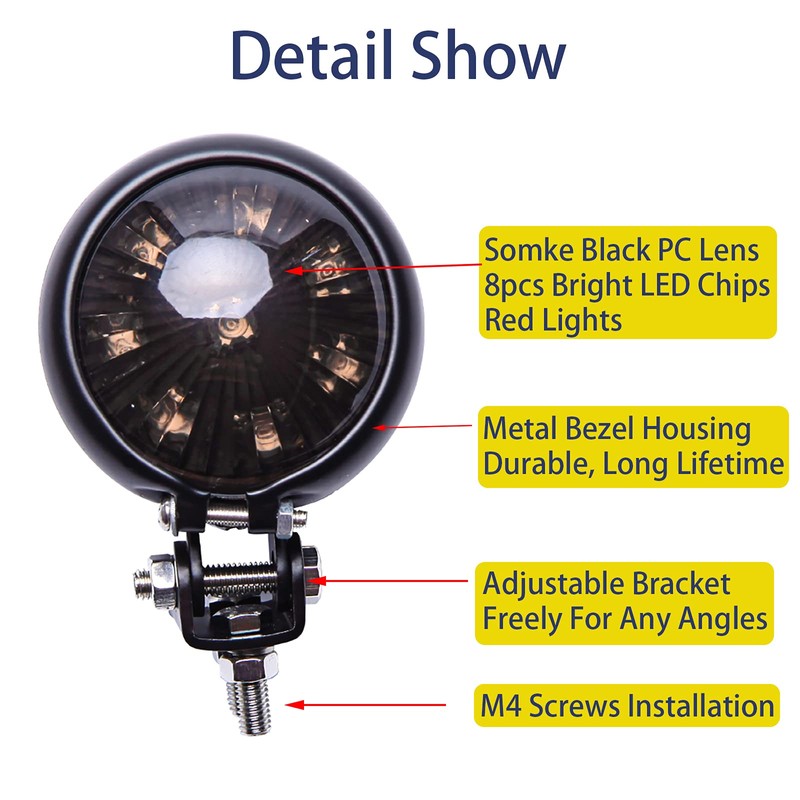 JMTBNO Motorcycle LED Stop Tail Light Brake Light Rear Brake
