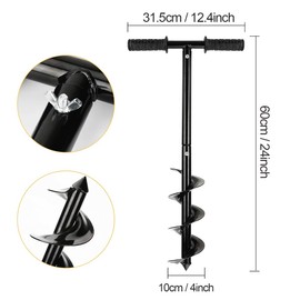 Wopanxye 10x60cm Bulb Auger Drill Bit Garden Cultivator, Long Hand Drill Post Hole Plant Digger Auger Spiral Drill, Bulb Planting Tool for Rapid Planter Seedling Flower Ice Hole Fishing Mixing Paint