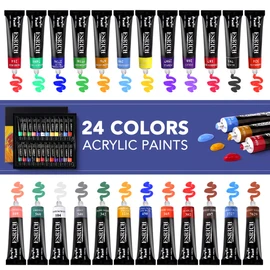 ESRICH Professional Acrylic Paint Set, 60PCS with Painting Brushes,Acrylic Paints,Easel,4 Sizes Blank Canvases,Palette, Paint Knives,Brush Cup and Art Sponges for Adults Hobbyists and Beginners