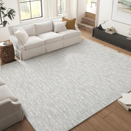 8x10 Area Rugs for Living Room, Modern Contemporary Machine Washable Non-Slip Bedroom Rug, Ultra-Thin Soft Large Area Rug Carpet for Dining Room, Light Grey