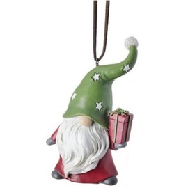 The Bridge Collection 4" Christmas Gnome Ornament with Green and Festive Gift - Whimsical Resin Holiday Decoration for Christmas Trees