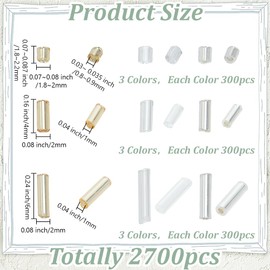HOBBIESAY About 2700Pcs 3 Colors Glass Seed Beads 1-6mm Loose Spacer Tube Beads Mixed Golden and Silver Seed Beads Crafts Beads for DIY Bracelets Necklaces Jewelry Making Hole: 0.5-1mm