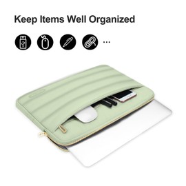 MOSISO Puffy Laptop Bag Compatible with MacBook Air/Pro, 13-13.3 Inch Laptop, Compatible with MacBook Pro 14 Inch M3 M2 M1 Chip 2024-2021, Horizontal Case with Small Pocket, Sage Green