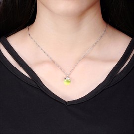 Uloveido Girl's Apple Necklace Silver Color Chain Fruit Pendant Necklace Rhodium Plated, Mothers Necklace YL007-Yellow