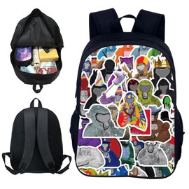 CLKDPNO Gorilla School Bag Game Kids Backpack 3D Printed Cartoon Schoolbag for Students and Game Fans Teens Birthday Gift,16 in
