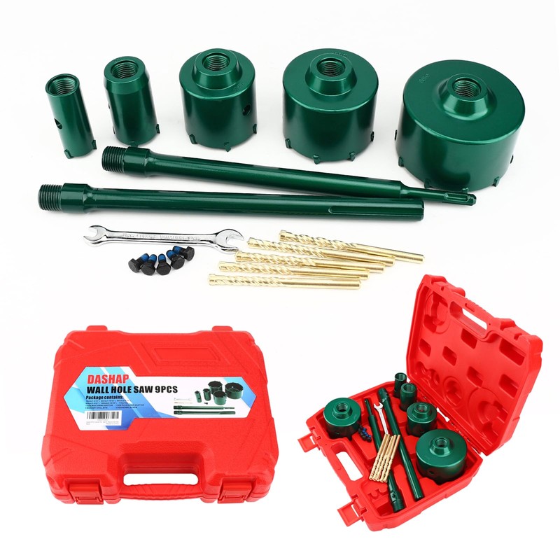 dashap 9PCS Concrete Hole Saw Kit, Masonry Hole Saw, SDS