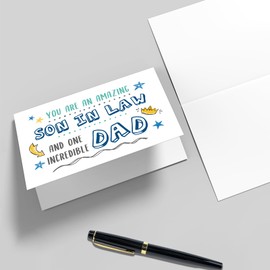 Qiliji Father's Day Card for Son in Law, Son-In-Law Birthday Card, Father's Day Gifts for Son in Law, You Are An Amazing Son In Law And One Incredible Dad