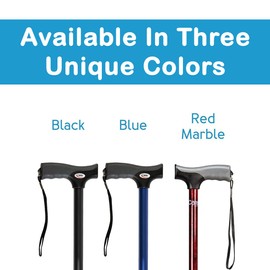Carex Soft Grip Walking Cane with Pivot Tip, Red - Height Adjustable Cane with Wrist Strap - Latex Free Soft Cushion Handle