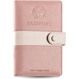 Lumbor37 Funda para Pasaporte, Cartera con Bloqueo Rfid Caja de Tarjeta de Visita Bolsa de Almacenamiento de Documentos de Viaj (Rosado)