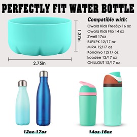 VIKIZUES Silicone Boot Compatible with Owala Kids Water Bottle 14/16 oz & S'well 17oz Water Bottle and More 12/17 oz Stainless Steel Water Bottles, Anti-Slip Bottom Protector Sleeve (Mint)