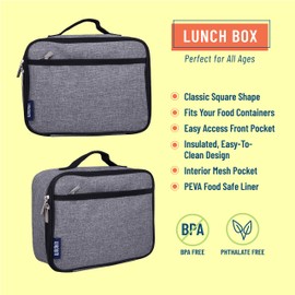 Wildkin Kids Insulated Lunch Box Bag for Men and Women, Ideal Size for Packing Hot or Cold Snacks for Work & Travel, Measures 9.75 x 7 x 3.25 Inches, Mom's Choice Award Winner, BPA-free (Grey Tweed)