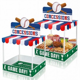 Willinglong 2 Set Baseball Party Decoration Concession Treat Stand 20.5" x 12" Extra Large Treat Stadium Sports Cupcake Holders Paper Table Centerpieces for Dessert Snack Displays Supplies