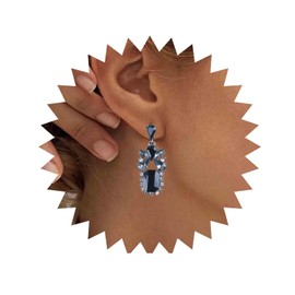 Aneneiceera Vintage Black Crystal Drop Earrings Onyx Square Stud Earrings Black Gemstone Rhinestone Earrings Gothic Black Cz Teardrop Earrings Jewelry for Women