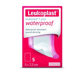 Leukoplast Leukomed T Plus Waterproof Dressings - Soft, Comfortable Waterproof Wound Dressings - 5cm x 7.2cm 5pcs