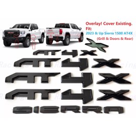 Auto Grill Door Rear Gloss Black AT4X SIERRA OVERLAY Emblem 2023+ GMC Sierra 1500