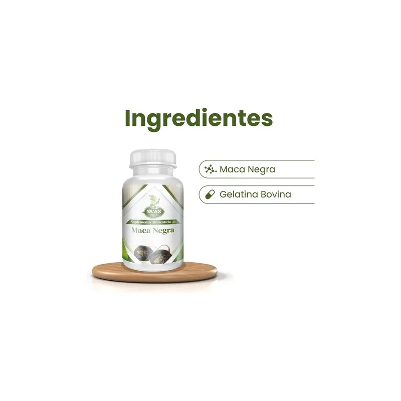 Maca Negra Orgánica Ya'ax Vida: Cápsulas Veganas para Potencia y