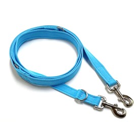 Police Style Dog Training Lead Double Ended 5ft (1.5 Metres Approx) Adjustable Leash Multi-Functional In Cushion Webbing (25mm, Sky Blue)