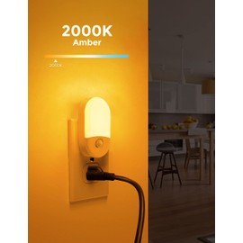 L LOHAS LED Amber Night Light, 2 Pack, Night Lights Plug into Wall Motion Sensor, 0.6W 2000K, LED Nightlights, 30/60LM Adjustable Brightness, Automatic Low Blue Nightlight for Kids, Bathroom, Hallway