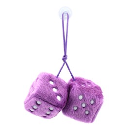 ShawFly Car Hanging Furry Dice, Pair of Hanging Couple Car Pendant with Dots For Car Interior Ornament Decoration, Indoor wall, refrigerator surface，Multiple colors to choose (purple)