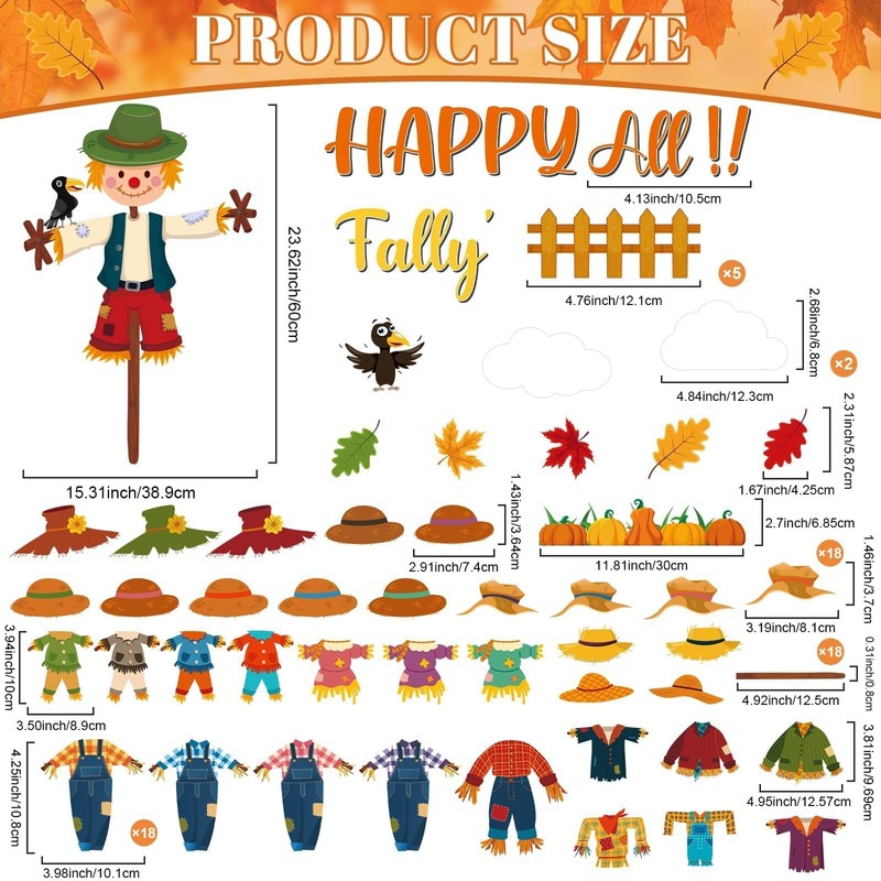 Fall Bulletin Board Decorations Set Fall Classroom Decoration Autumn Scarecrow