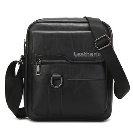 Leathario Men's Crossbody Shoulder Bag, Vegan Leather Messenger Bag, Side Sling Purse for Men Women, Business Travel Daypacks