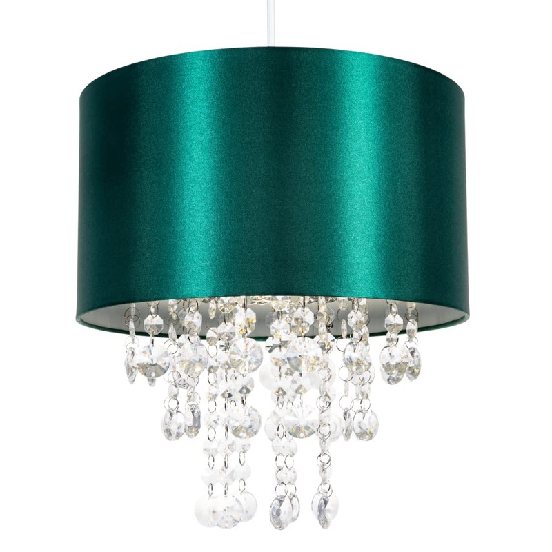 Modern and Eye-Catching Emerald Forest Green Satin Shimmer Fabric Pendant