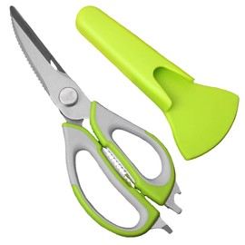 Multifunctional Kitchen Scissors, LONJYI Multipurpose Stainless Steel Kitchen Shears Heavy Duty Culinary Scissors 8 in 1 Household Scissors with Magnetic Holder for Chicken, Fish, Seafood, BBQ