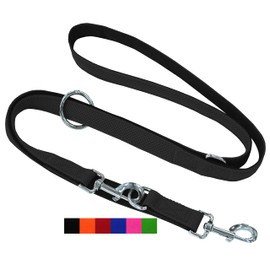 DEY - Premium Air Mesh Dog Lead 2 m | Adjustable to 3 Positions | for Small, Medium and Large Dogs | Many Colours | Double Lead for Dog/Cat | Recall Lead | Lead Lead | Puppy Lead | Black, XS