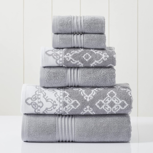 Modern Threads 6 Piece Set, 2 Bath Towels, 2 Hand
