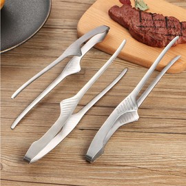 Tongs, Set of 3 Stainless Steel, Yakiniku Tongs, Tongs, Camping, Barbecue, Fingertip Tongs, Vegetable Chopsticks Tongs, Pasta, Tongs