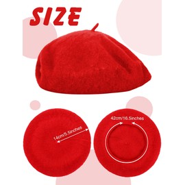 3 Pieces Beret Hat French Style Beanie Cap Solid Color Winter Hat for Women and Girls Casual Use (Black, Beige, Red)