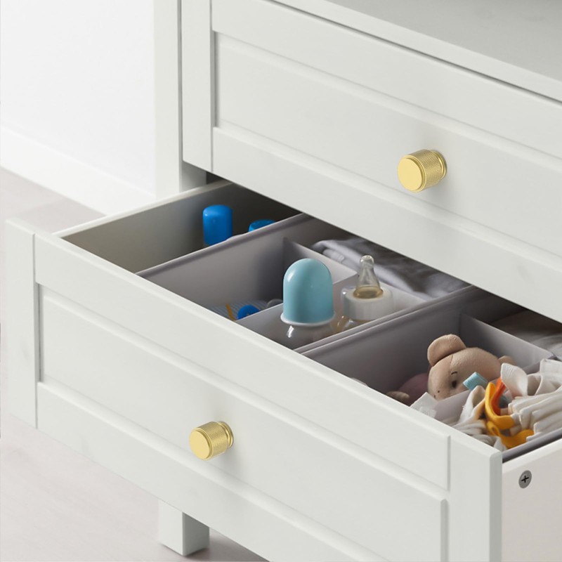 Amerdeco 10 Pack Brushed Gold Knurled Cabinet Knobs Kitchen Cabinet