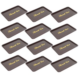 TrueCraftware- 4 1/2" x 6 1/2" Plastic Tip Tray with Gold Thank You Imprint Brown Color Set of 12 -Check Presenters for Restaurants Check Tip Trays Check Holders for Restaurants Bars Hotels