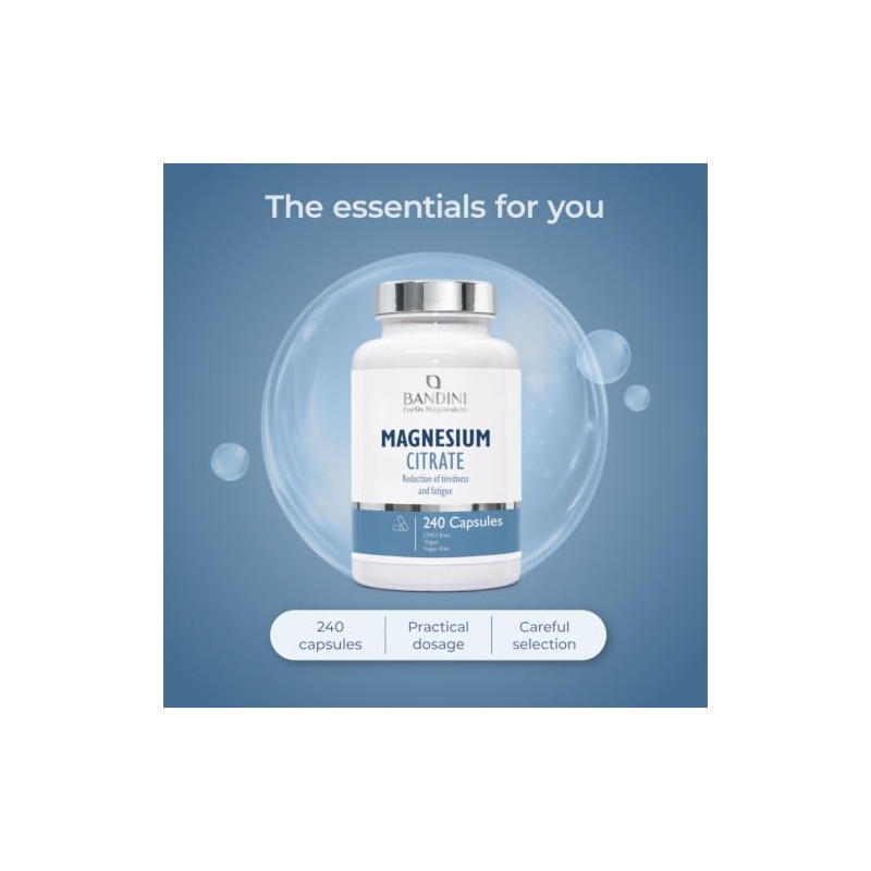Bandini® Magnesium Citrate 1480mg of which 440mg Elemental Magnesium,