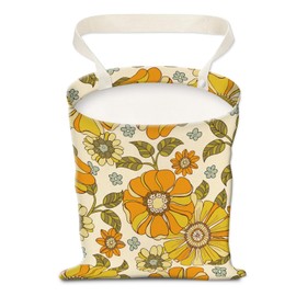 AUEKLLW Car Trash Can, Hanging Garbage Bin for Men and Women, Cute Car Organizer and Storage Bag, Canvas Vehicle Trash Can Bag Easy-to-Install Boho Yellow Flowers