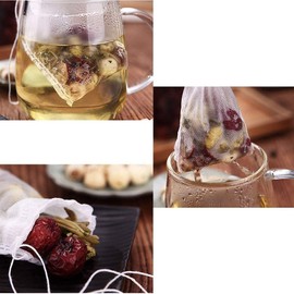 Tea Bags / Pack of 200 Disposable Tea Bags with Drawstring Tea Bags Empty for Tea Fruit Tea Tea Flowers Spice Herbal Powder / 5 x 7 cm